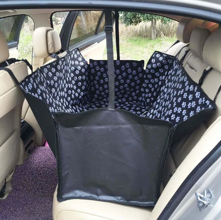 Waterproof dog car seat cover 130x150x55cm for rear double seats with safety belt and zipper access