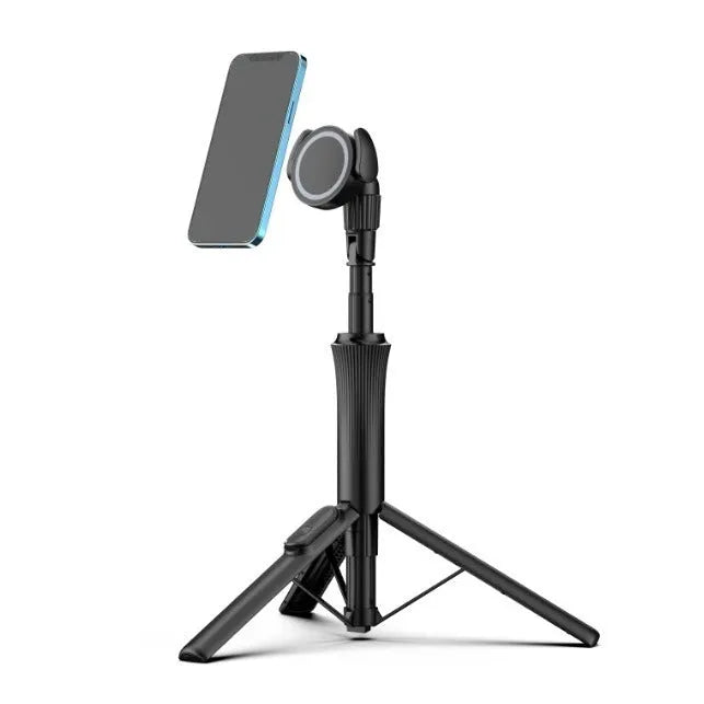 Bluetooth floor magnetic selfie stick with Magsafe bracket in black at 150cm height