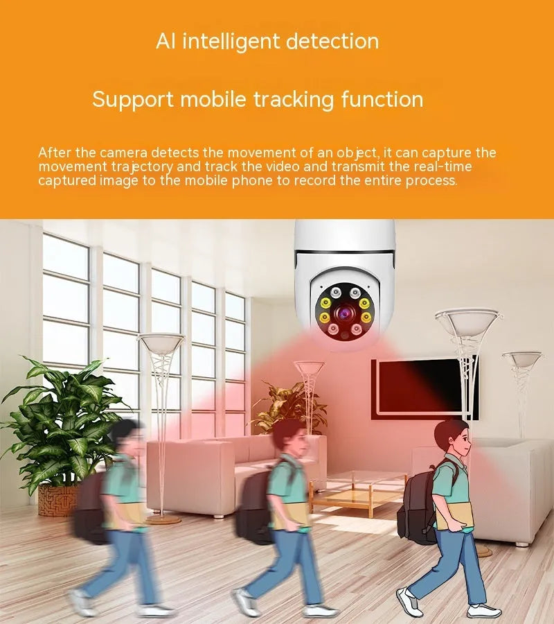 Wireless wifi security bulb camera with 1080p definition and full colour night vision in compact design