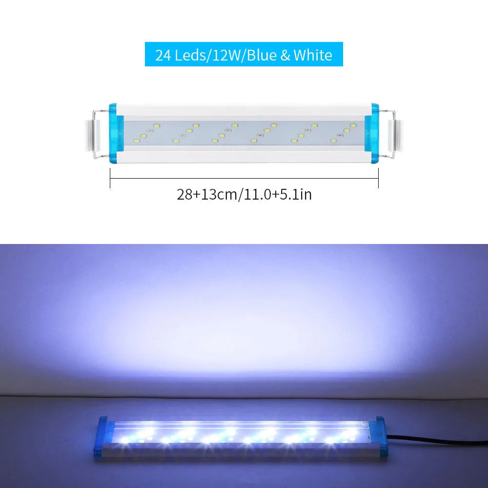 Ultra-thin PVC aquarium LED light with blue and white spectrum for fish tanks