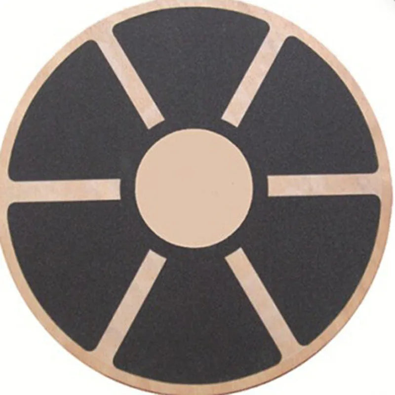 Anti-skid wooden balance board with matte finish, 39.5cm diameter, light green colour, on a gym floor