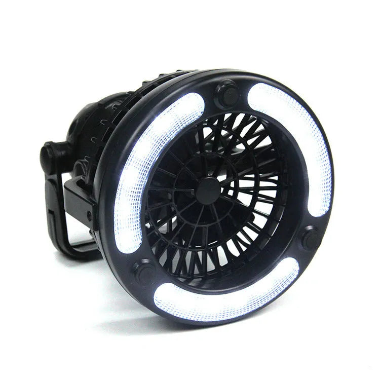 Black multifunctional 18LED camping fan light with dial switch, 167 x 184 mm ABS body