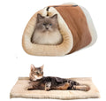 Cat tunnel sleeping bag in suede and plush fabric with crinkle sound feature, 90x75cm