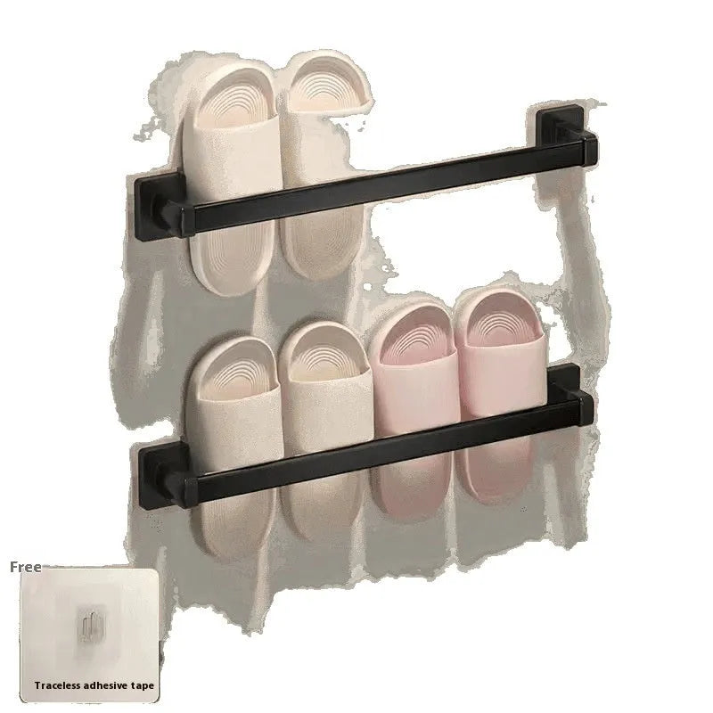 Nordic style carbon steel bathroom slipper rack wall-mounted with seat function