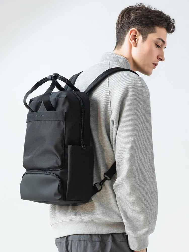 Oxford cloth computer backpack in black with multiple storage compartments
