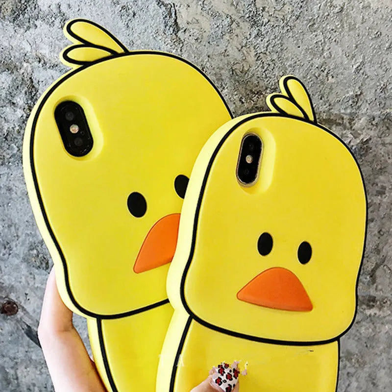 Green silicone phone case with a cartoon animal design for Apple iPhone models.