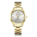 Curren 9007 rose gold women's quartz watch with stainless steel band, 30mm dial, round alloy case