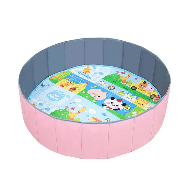 Large kids foldable indoor ball pit pool in Oxford cloth, 100x30cm, blue colour, set up in a playroom
