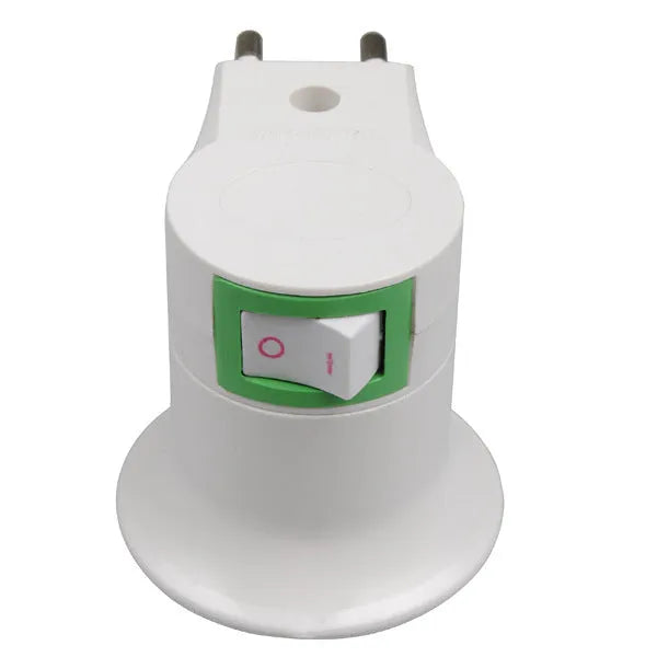 White bakelite E27 wall light socket with a built-in toggle switch on the front.