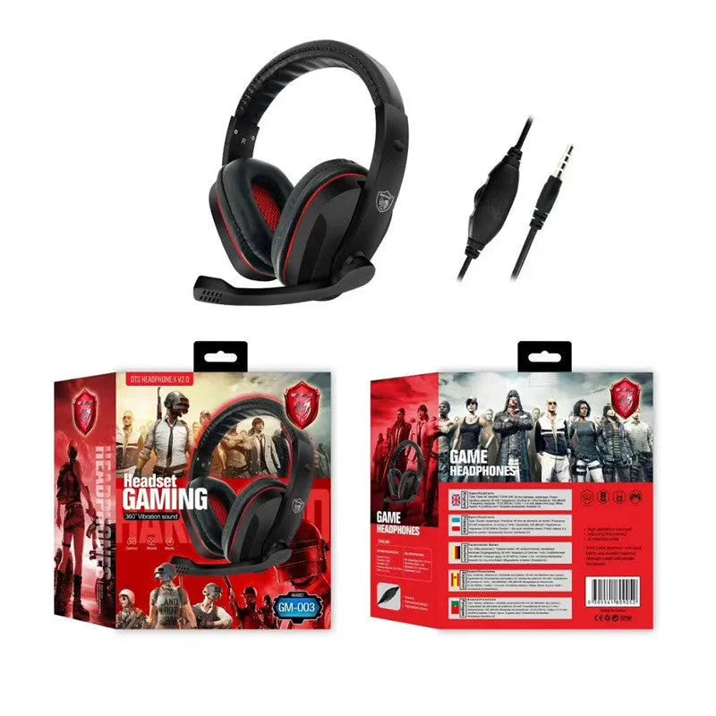 Black wired computer gaming headset with 40mm speakers and 1.2 metre cable