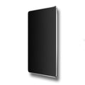 Double-sided aluminium non-slip mouse pad in black with smooth and textured surfaces on a desk