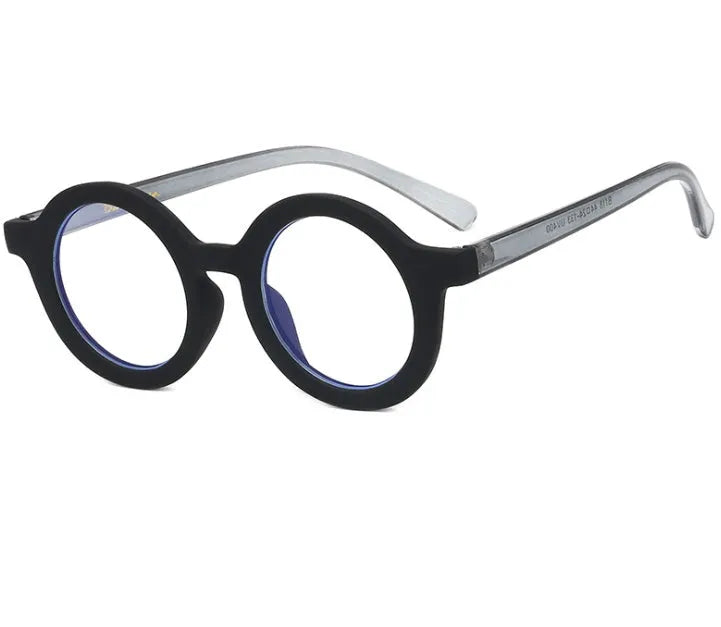 Retro round frame glasses in six colours with PC plastic frame and UV400 anti blue light lenses