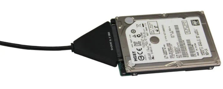 Black USB 3.0 to SATA 7+15 pin adapter cable with separate power supply line for hard drives