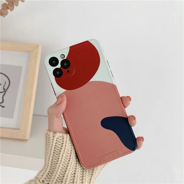Graffiti mobile phone case in silica gel with Japanese Korean style design and colour matching frame, back cover for iPhone models