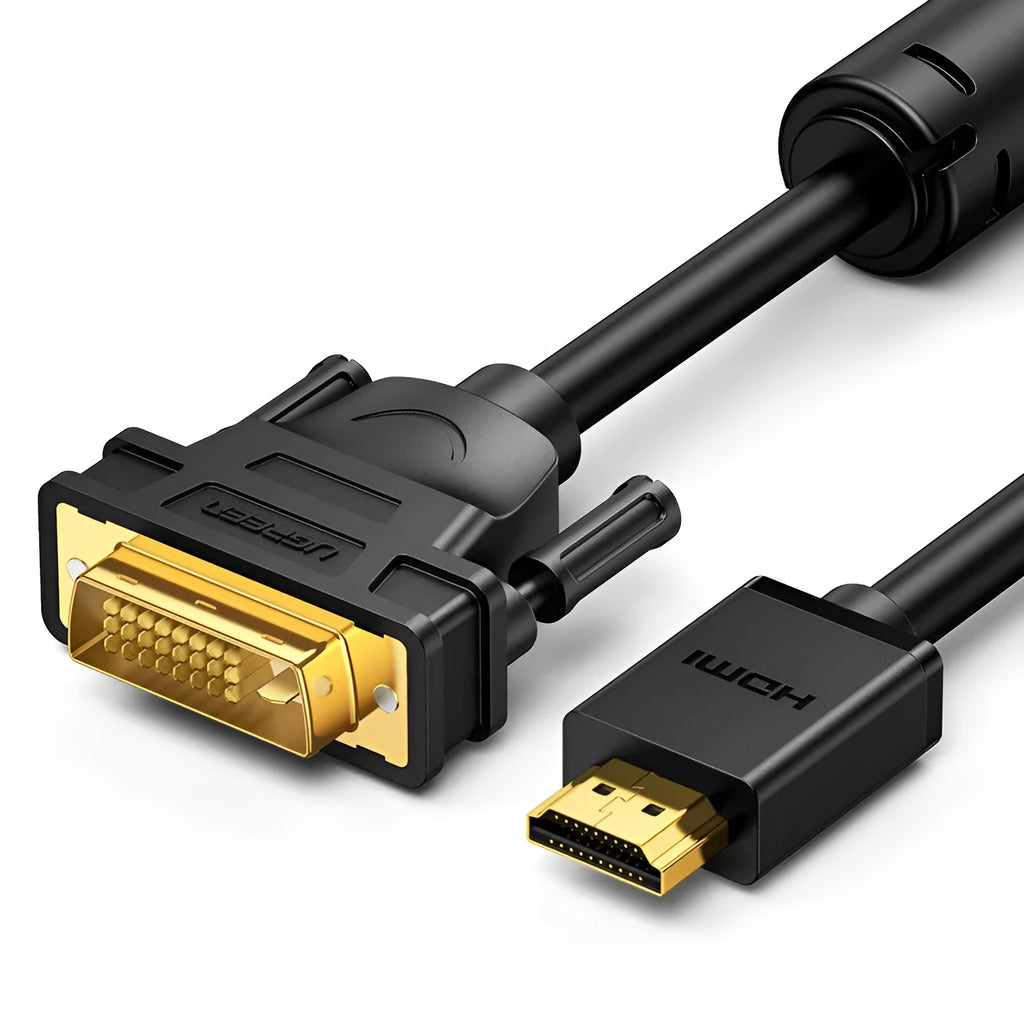 HDMI to VGA converter adapter cable showing HDMI and VGA connectors, available in multiple lengths