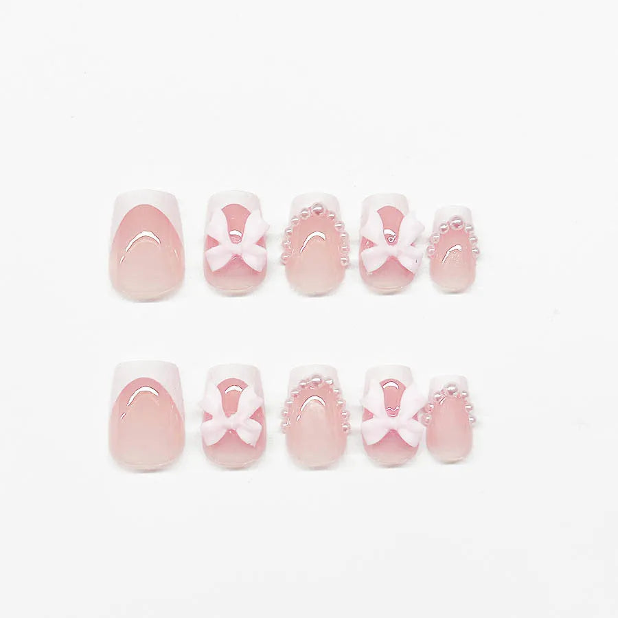 French manicure nail art stickers with bow and tulip patterns including S274 glue adhesive