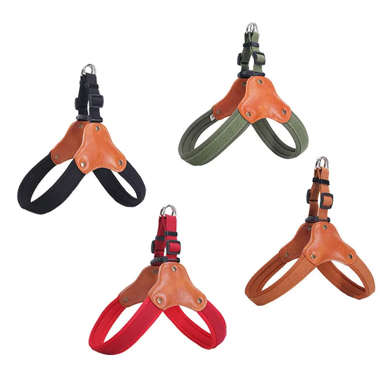 Portable Y-shaped dog leash harness in military green colour for anti-escape walking and training