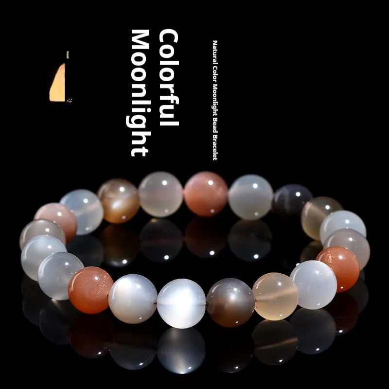 Natural colourful moonlight moonstone bracelet with 8mm single circle design