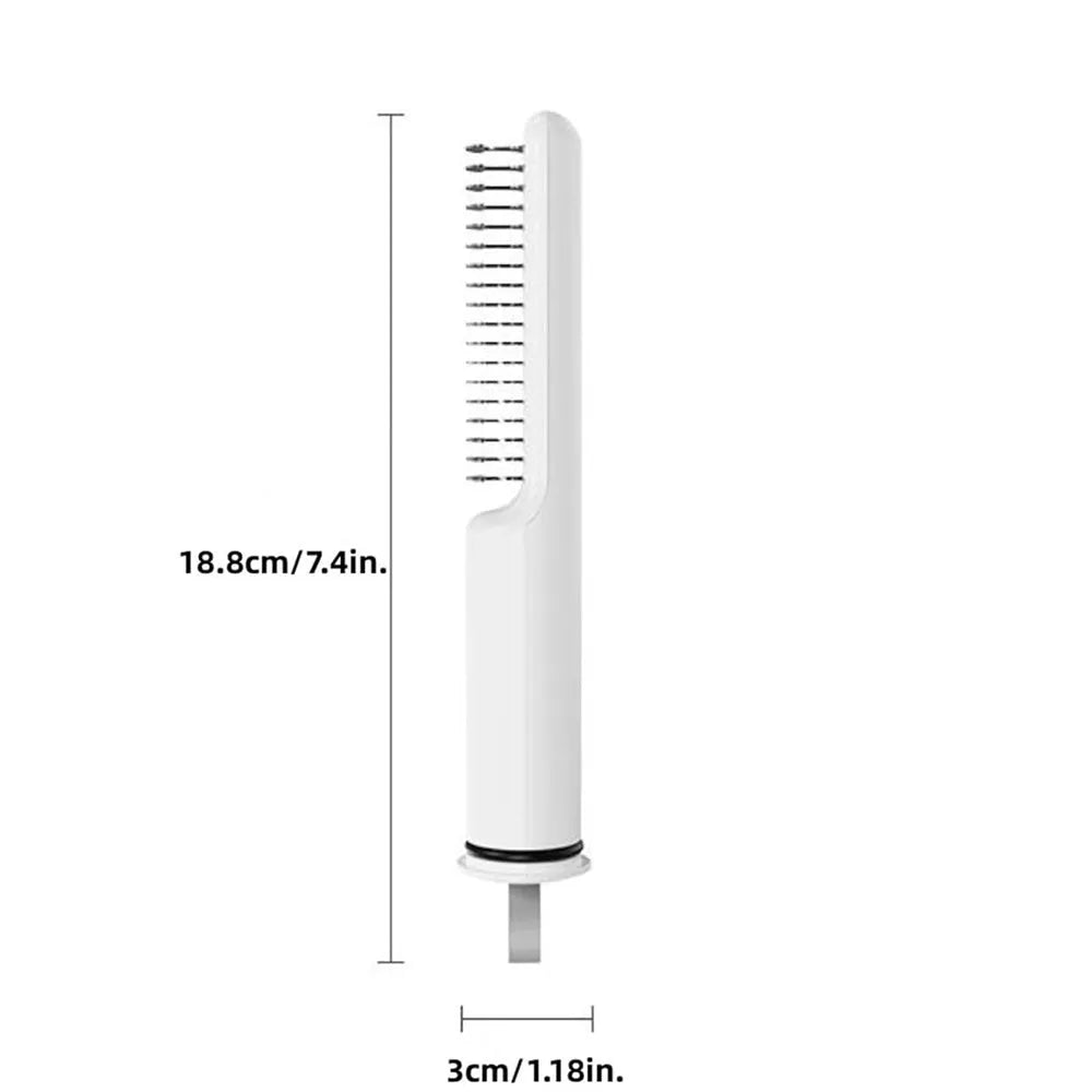 Stainless steel pet dematting comb with handle for removing knots and mats from dog's coat.