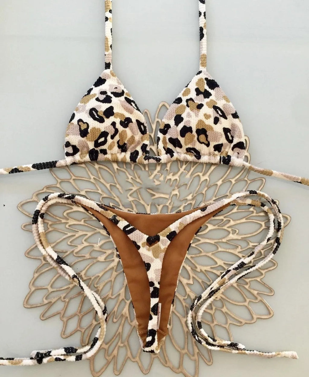 Women's printed nylon bikini swimsuit with cotton lining in briefs style