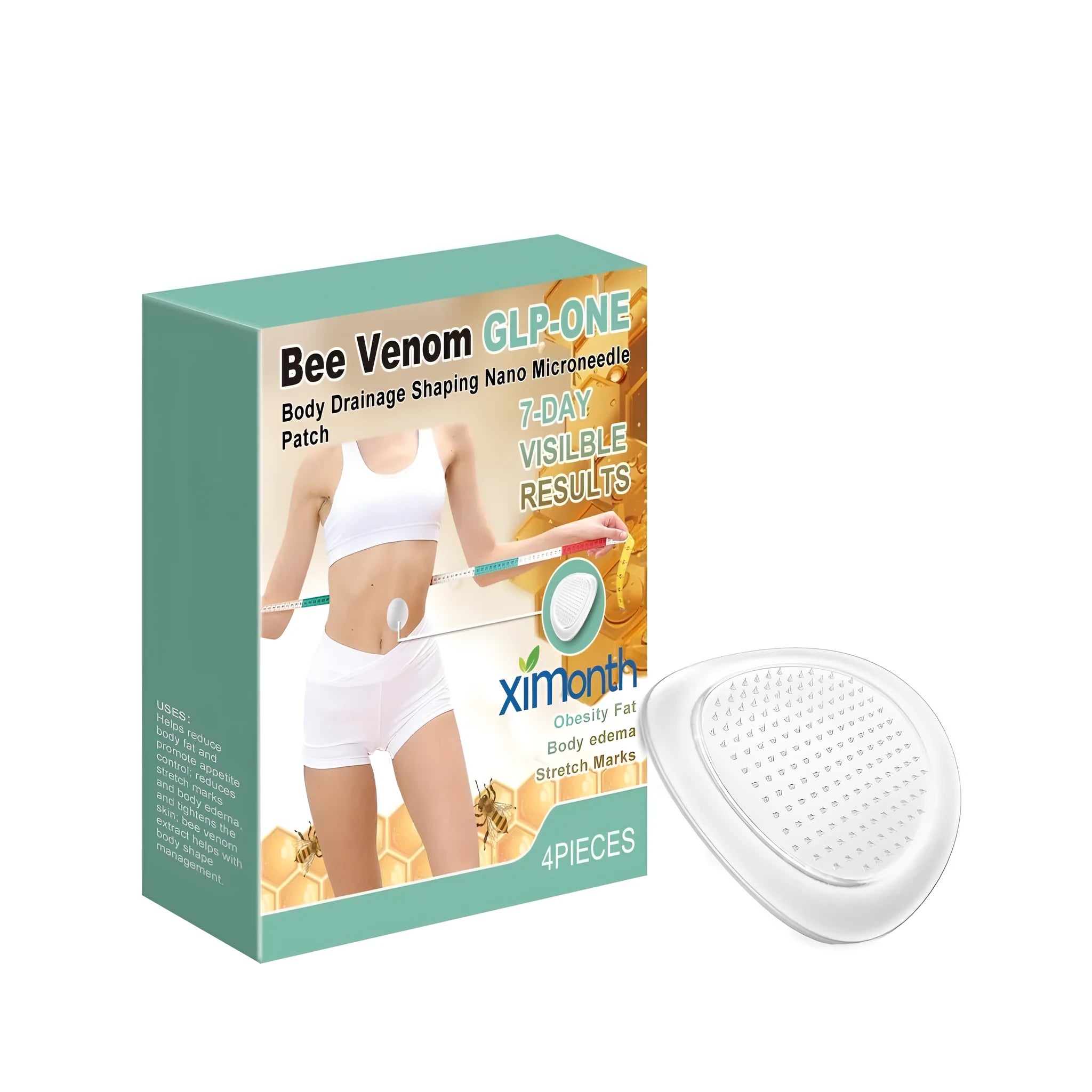 Body drainage shaping nano microneedle patch four piece pack with bee venom ingredients