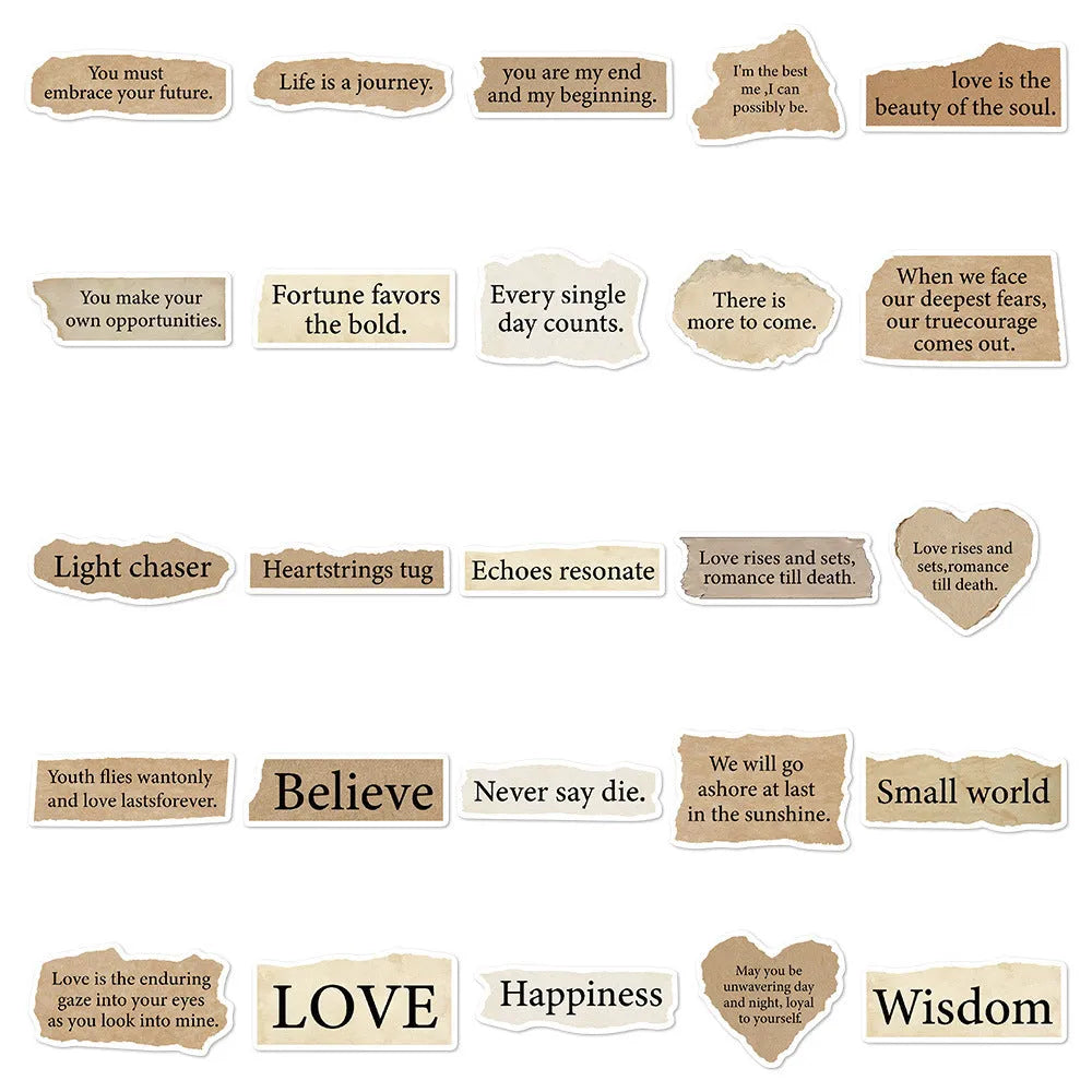 25 repositionable waterproof laptop stickers with tear English design in PVC material