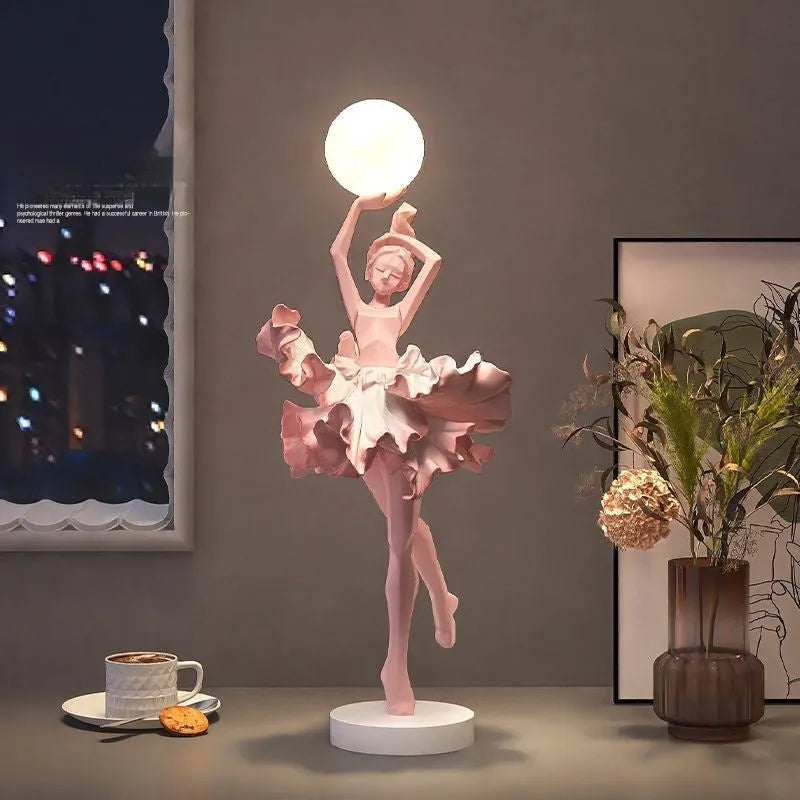 Art girl atmosphere modern USB night lamp in black gold, white, pink, or light blue colour.