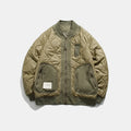 Men's winter jacket with baseball collar and gourd pattern, loose fit, black or green, sizes M to 4XL