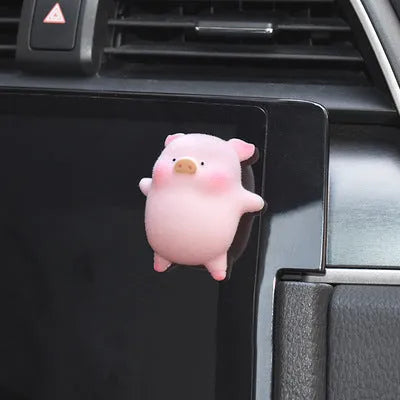 Cute 3D cartoon pig resin figurine for car dashboard decoration, shown in one of eight available styles.