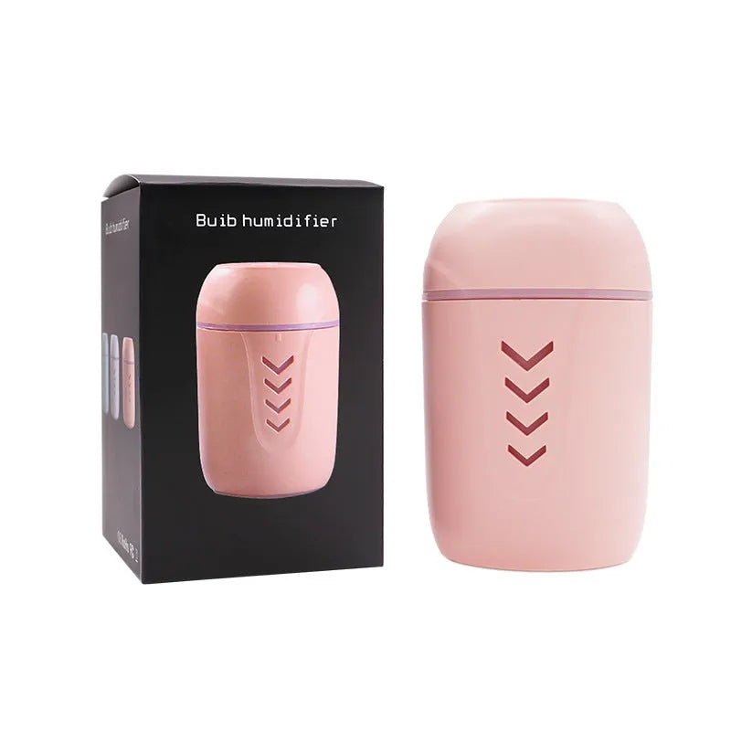 Blue columnar portable USB humidifier with 200ml tank for car and travel use