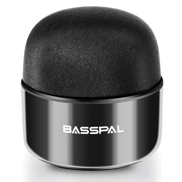 Black mini portable Bluetooth speaker showing button controls and compact design