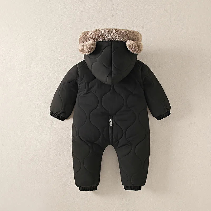 Baby winter jumpsuit thickened nylon black white unisex 70cm 80cm 90cm 100cm height