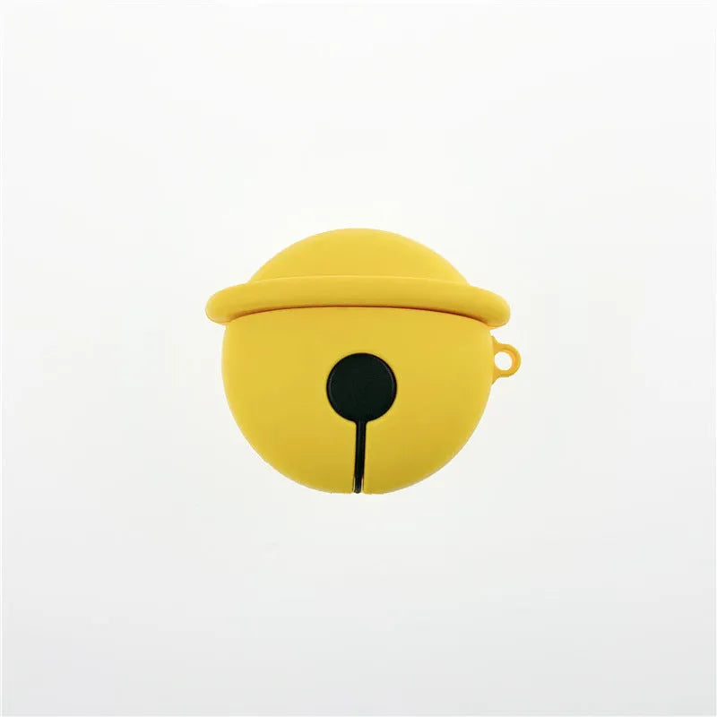 Yellow silicone AirPods case with bell charm for 1st and 2nd generation models