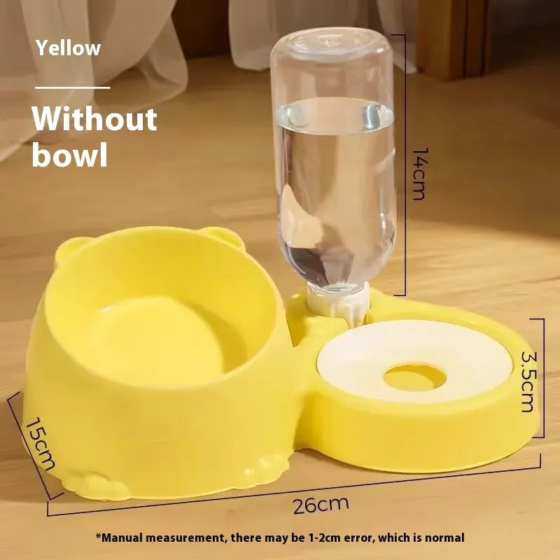 Automatic pet drinking fountain with stainless steel and ceramic double bowls in haze blue colour