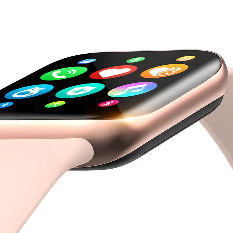 Smart bracelet with zinc alloy case and liquid silicone strap showing 1.44-inch screen displaying blood pressure information