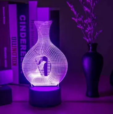 3D acrylic LED night light with colour changing modes and touch button control