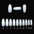 500 clear ABS false nails in 10 different sizes, laid out for professional or home manicure application