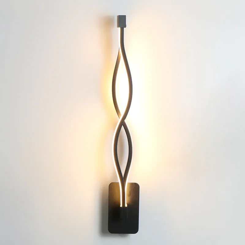 LED aluminium wave wall light 16W black finish push button switch