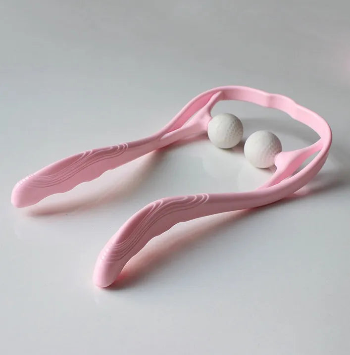 Plastic pressure point therapy neck massager with hand roller in pink, blue, or green colour options
