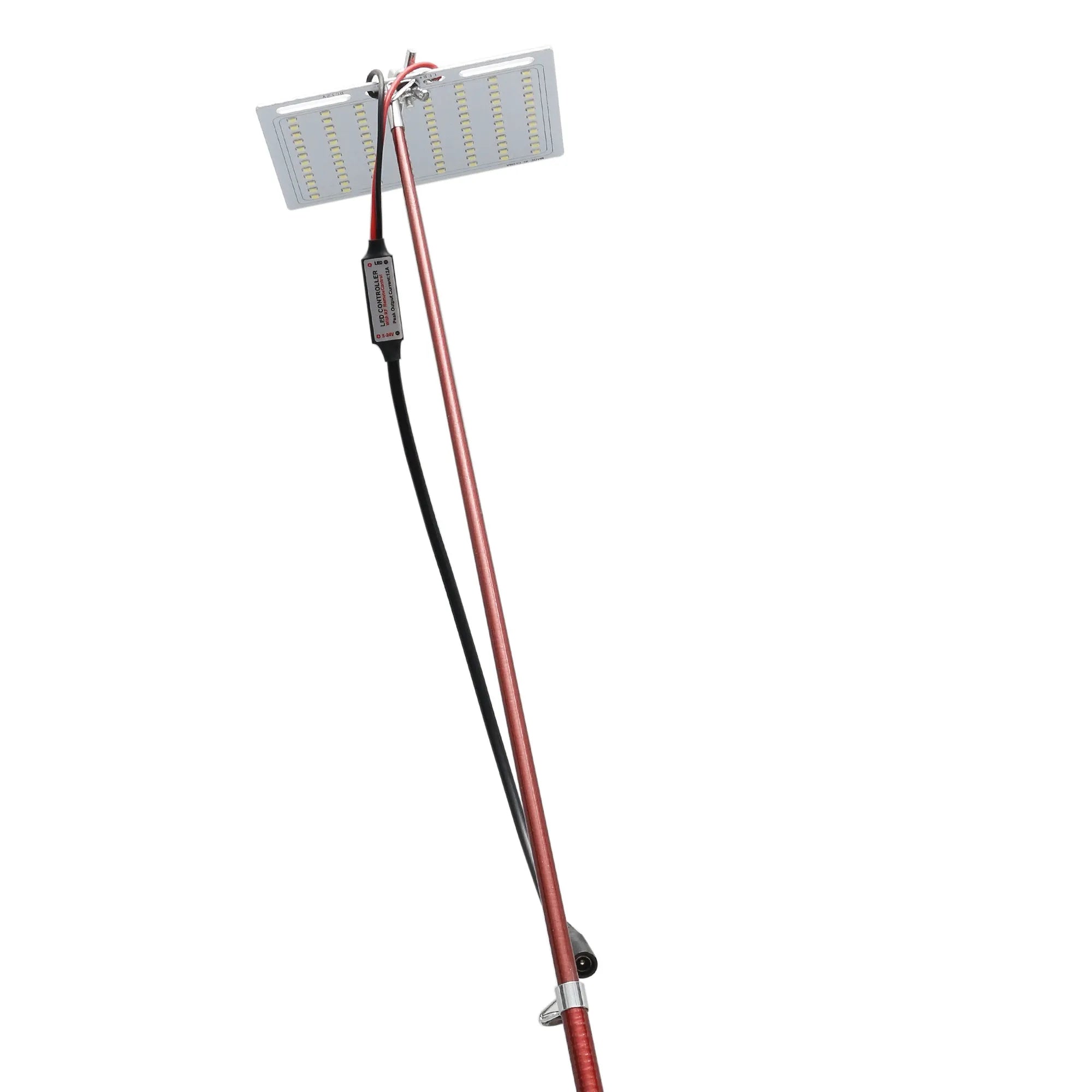 White LED fishing rod light on telescopic pole with remote controller for outdoor use