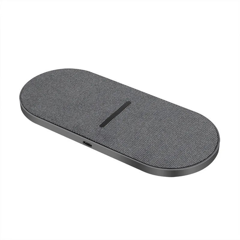 Black wireless charging pad pair with LED indicator lights and Type-C USB port