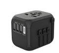 Black conversion plug with six AC outlets, PC shell, 56.5x67x52mm