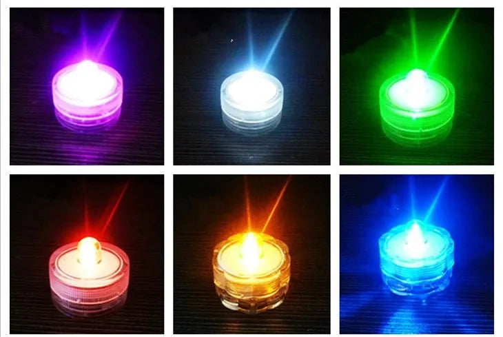 LED waterproof candle light electronic candle set of 12 with 7 colours plum and round styles