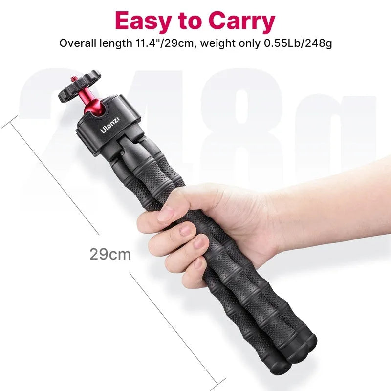 Aluminium alloy tripod for photography and video recording with standard camera mounting plate