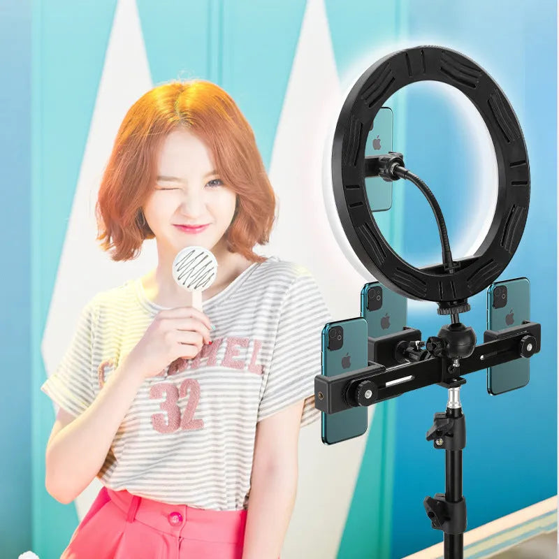 10-inch ring selfie beautifying light with 19cm metal bracket stand for smartphone photography