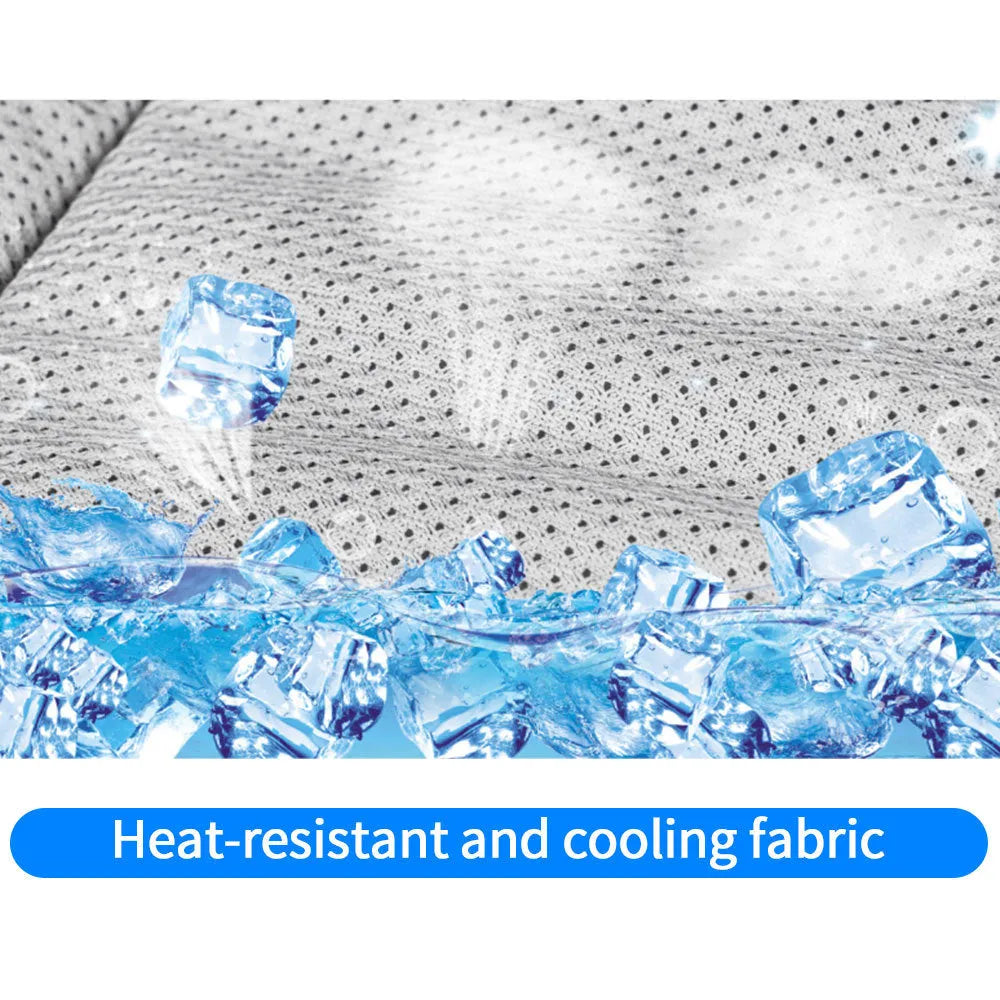 Summer dog cooling vest in Blue with cool-sensing fabric, breathable mesh and cotton filling