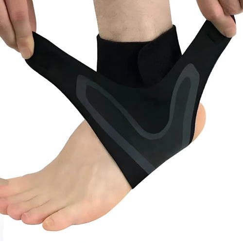 Adult ankle support protective cover for sports, showing left and right foot versions in sizes M L XL