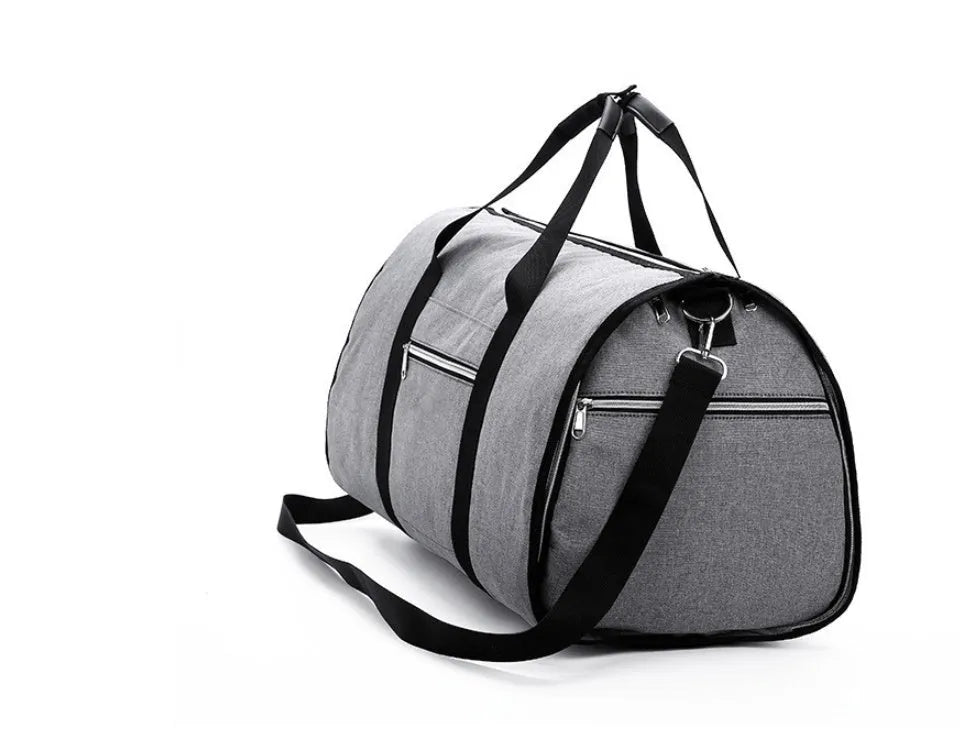 Medium cylinder-shaped travel bag in Oxford cloth with zipper opening, shown in black colour option