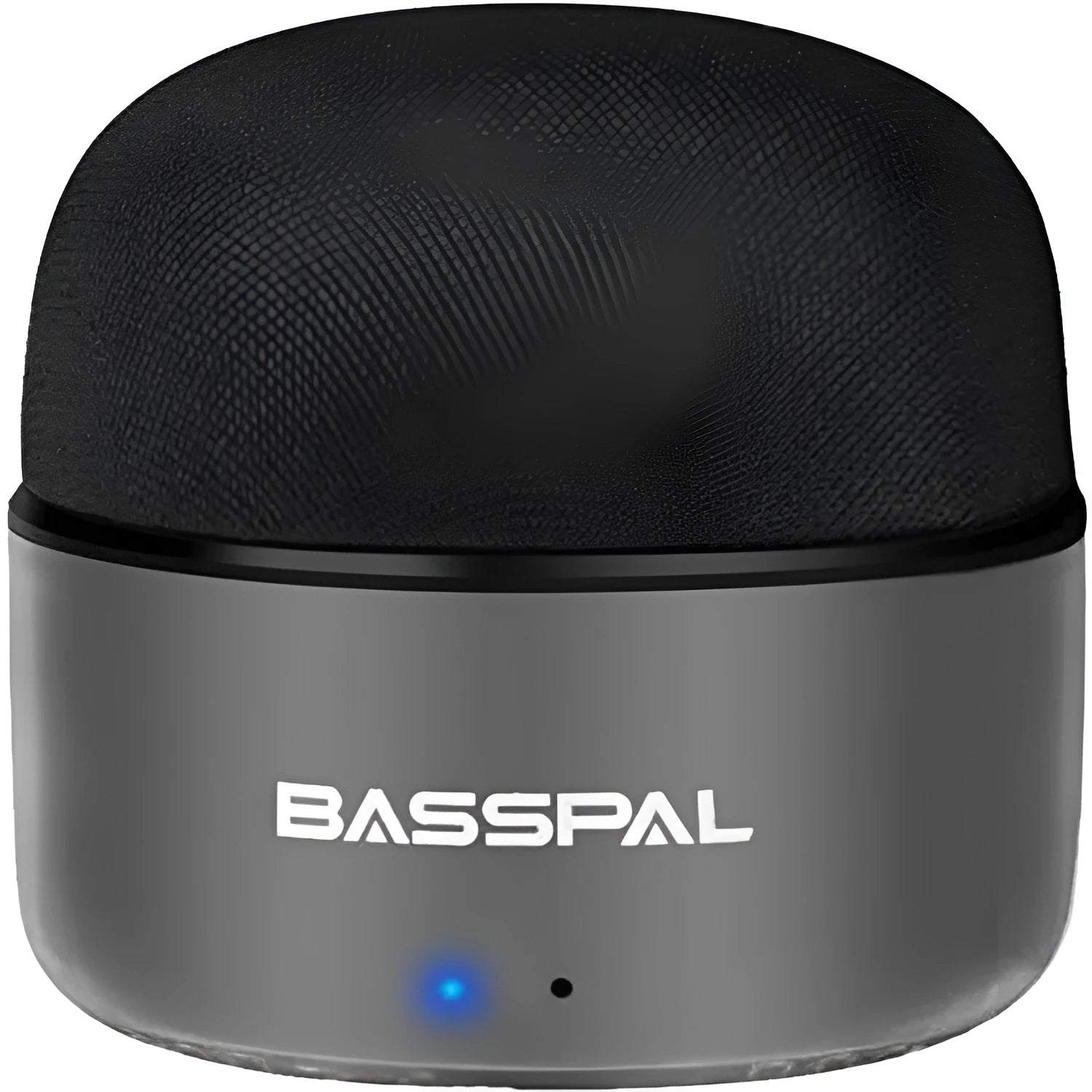 Black mini portable Bluetooth speaker showing button controls and compact design