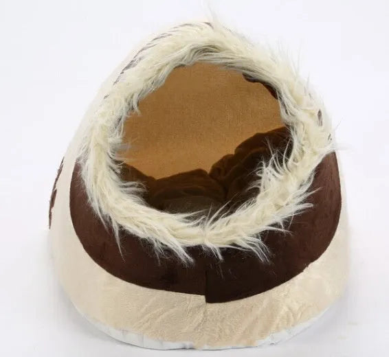 Cloth pet bed in khaki colour measuring 40 by 35 by 35 centimetres for small pets